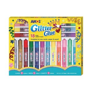 Glitter: Amos Glitter Glue Pack 18 10x10.5ml