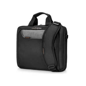 Office Bags Cases: Everki Advance ECO Briefcase 16" Separate Zippered Accessory Pocket, Front Stash Pocket, Trolley Handle Pass Through Strap, Ergonomic Shoulder Pad