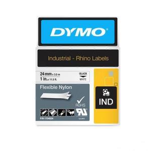 Dymo Label Tapes: Dymo 1734524 Rhino 24mm White Flex Labels, Nylon