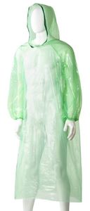 Face Masks: Disposable Polyethylene Hooded Poncho, 800mm x 1300mm x 30mu x 96 pieces - Green
