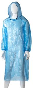 Disposable Polyethylene Hooded Poncho, 800mm x 1300mm x 30mu x 96 pieces - Blue
