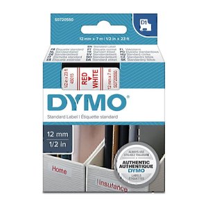 Dymo Red on White 12mm x 7m Tape (45015 / S0720550)
