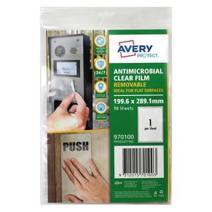 Avery Protect Antimicrobial Removable Film 1's x 10 Sheets (970100)