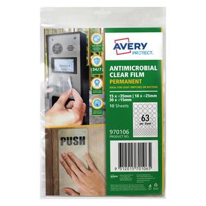 Avery Protect Antimicrobial Permanent Film 63's x 10 Sheets (970106)