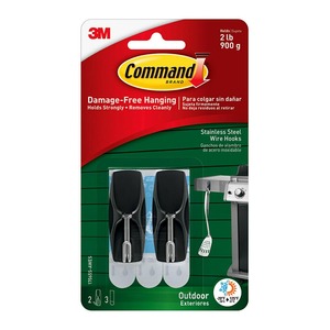 Command: Command Outdoor Hook 17065S-AWES Medium Steel Wire, Pack of 2