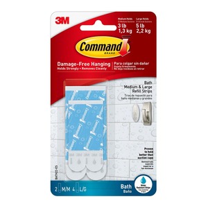 Command: Command Bathroom Refill Strips BATH-22ES Medium Large, Pack of 6