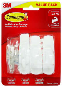 Command: Command Hook 17013-10 Assorted Clear White, Value Pack of 10
