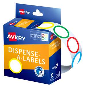 Avery Label Assorted Rings Round 24mm 300's pack