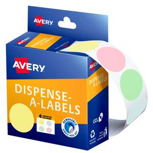 Avery Assorted Pastel Colour Dot Stickers 24mm 300's pack