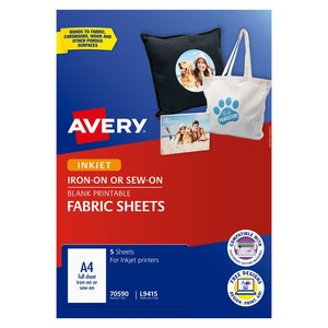 Avery: Avery Printable Fabric Sheets A4 1up 5 Sheets L9415