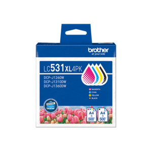 Brother LC531XL 4 Pack Genuine Ink (Black, Cyan, Magenta, Yellow)