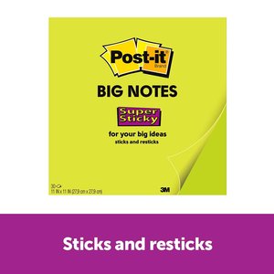 Post It: Post-it Super Sticky Big Notes BN11 Bright Green 279 X 279mm 30 sheets