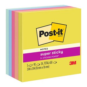 Post-it Super Sticky Notes 76x76mm Summer Joy, Pack of 5 (654-5SSJOY)