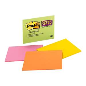 Post It: Post-it Super Sticky Lined Notes 660-SS 101mm x 152mm Assorted Pad