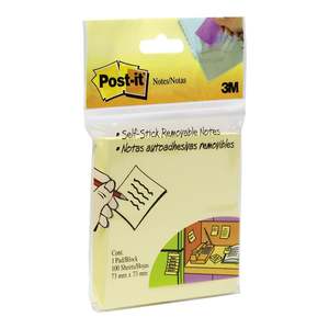 Post It: Post-it Notes Yellow 654-HBY 76mm x 76mm Pad