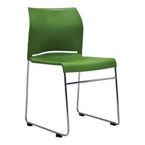 Buro Seating: Buro Envy Stacking Chairs, Green, Reflective Silver Frame, Free trolley with every 40 ordered