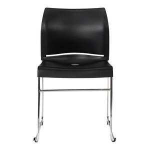 Buro Seating: Buro Envy Stacking Chairs, Black, Reflective Silver Frame, Free trolley with every 40 ordered