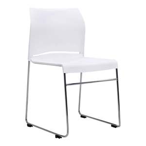 Buro Seating: Buro Envy Stacking Chairs, White, Reflective Silver Frame, Free trolley with every 40 ordered