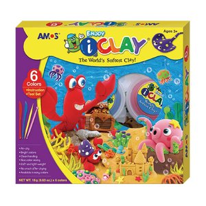 Amos: Amos i-Clay Modelling Clay Kit 18g x 6 pieces with Modelling Tools