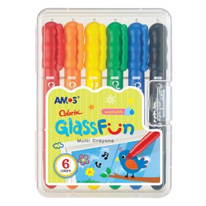 Amos: Amos Colorix Glass Fun Multi Colour Crayons, Pack of 6