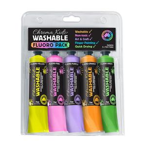 Chromacryl: Chroma Kidz Washable Acrylic Fluoro Paint 5 x 75ml Set