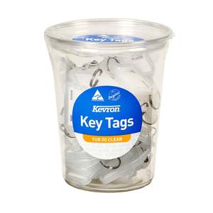 Kevron: Kevron ID5 Key Tags Clear in Disposable Tub of 50