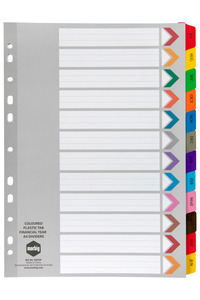 Marbig A4 Coloured Dividers Multicolour, July to June