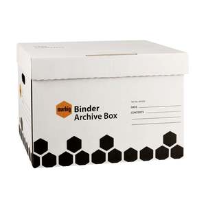Marbig Binder Archive Box, Hinged Lid, Black White