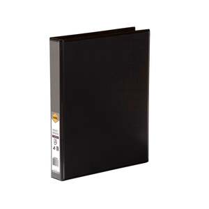 Marbig A4 Insert Cover Ring Binder, 25mm 2 D Rings, Black