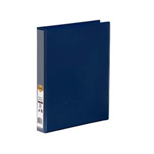 Marbig A4 Insert Cover Ring Binder, 25mm 2 D Rings, Blue