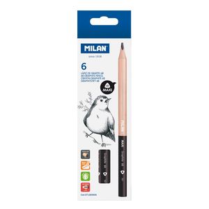 Milan Maxi Graphite Pencils, 6B, Pack of 6