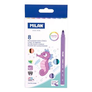 Milan: Milan Conic Tip Markers, Pastel Colours, Pack of 8