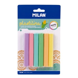 Milan Plastilina Modelling Clay Pastel, 6 Colours