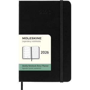 Moleskine: 2026 Moleskine 90mm x 140mm Hard Cover Pocket Diary plus Notes, Week To View, Black