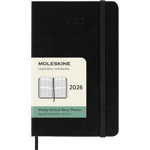 Moleskine: Moleskine Diary 12 Month Weekly Vertical HC Pocket Black 2026