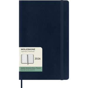 2026 Moleskine 130mm x 210mm Soft Cover Diary plus Notes, Week To View, Sapphire Blue