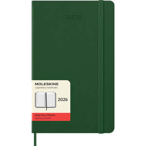 2026 Moleskine 130mm x 210mm Hard Cover Diary, Day Per Page, Myrtle Green
