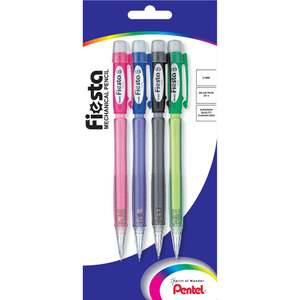 Pentel: Pentel Fiesta Mechanical Pencil XA155T 0.5mm Assorted Colour Barrel, Pack of 4 (XA155T-4AST)