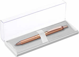 Pentel: Pentel Energel Retractable 0.7mm Gel Pen + Gift Box - Black Ink / Pink Gold Barrel