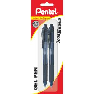 Pentel Energel-X Ballpoint Pen Retractable 0.7mm Black Hangsell (2's Pack)