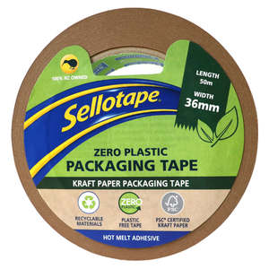 Sellotape Zero Plastic Kraft Paper Packaging Tape 36mm x 50mt