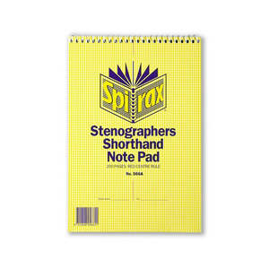 Spirax: Spirax Stenographers Notebook, Top Opening, 225mm x 152mm, 200 Pages (566A)