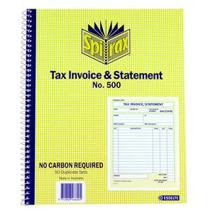 Spirax Tax Invoice & Statement Book, Duplicate, 250mm x 200mm (500)
