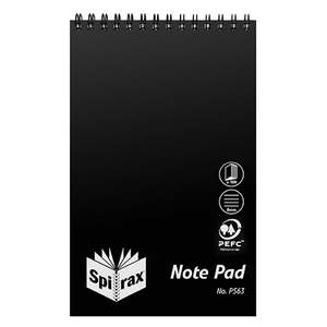 Spirax Black Polypropylene Cover Reporters Notebook, 200mm x 127mm, 100 Pages (P563)