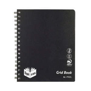 Spirax Black Polypropylene Cover Grid Book, 222mm x 178mm, 240 Pages (P592G)