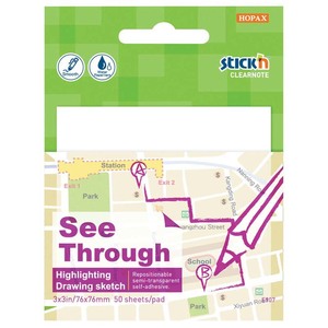 Stick'n Clearnote White 76x76mm 50 Sheets, Transparent