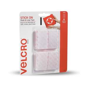 Velcro 25mm x 50mm White Hook & Loop Strips Pack of 6