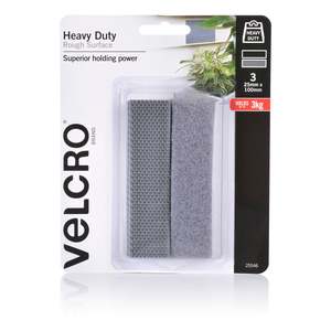 Velcro: Velcro 25mm x 100mm Grey Heavy Duty Rough Surface Hook & Loop 3's pack