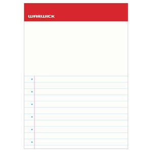 Warwick Sticky Note Pad, Half Plain, Half 30mm Lined, 495mm x 695mm, 30 Sheets