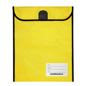 Warwick Homework Bag, XL, 450mm x 360mm, Hook & Loop Closure, Yellow